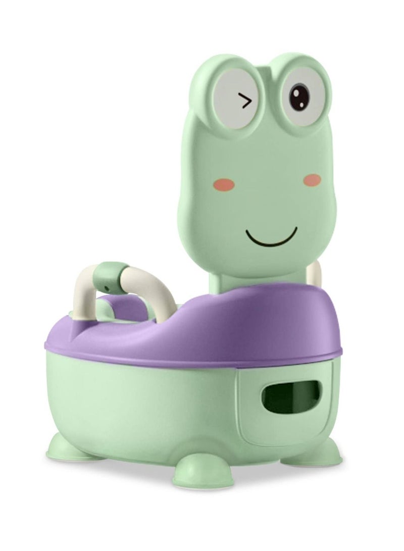 COOLBABY Kids Potty Baby Toilet Seat Toilet Trainer With Handles For Toddlers Soft PU Cushion Baby Pot Anti-Splash Protection Green