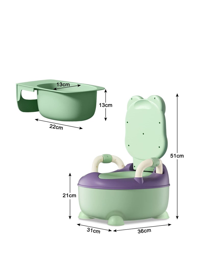 COOLBABY Kids Potty Baby Toilet Seat Toilet Trainer With Handles For Toddlers Soft PU Cushion Baby Pot Anti-Splash Protection Green