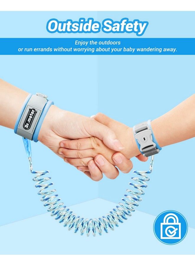 Kids Leash For Toddler Dr.Meter Reflective Anti Lost Wrist Link With Key & Lock 8.2Ft Safety Wristband Child Walking Harness For Supermarket Mall Airport Amusement Park Zoo Travel Blue