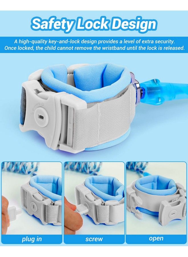 Kids Leash For Toddler Dr.Meter Reflective Anti Lost Wrist Link With Key & Lock 8.2Ft Safety Wristband Child Walking Harness For Supermarket Mall Airport Amusement Park Zoo Travel Blue