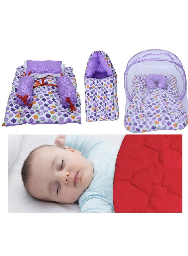 Baby Gift Set Of Complete Sleeping Essentials In One Pack(06 Months)(Total Items: 8) (Rubby Red & Purple Apple)