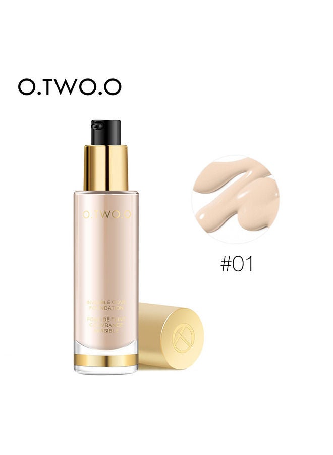 Full Coverage Liquid Foundation, Smoothing Makeup Base Concealer Foundation, Matte Wear Concealer Sun Block Cream, Minimizes Pores, Hides Wrinkles - Advanced Real Moisture Foundation(Pearly white)