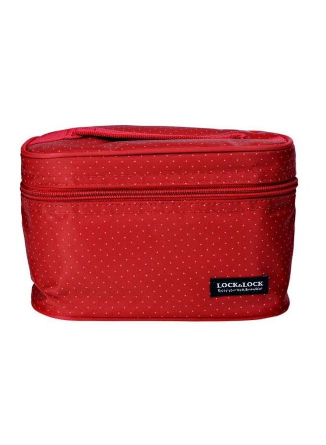 4-Piece Lunch Box With Bag Set Red/Clear/White 2x350ml