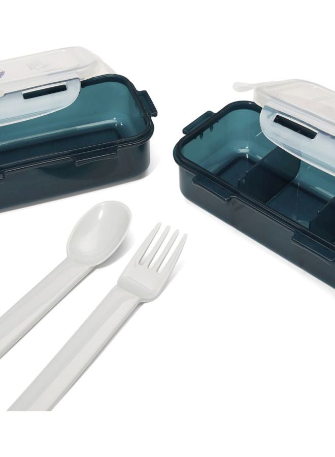 5-Piece Lunch Box With Bag Set Grey/Blue/White 19x10x15cm