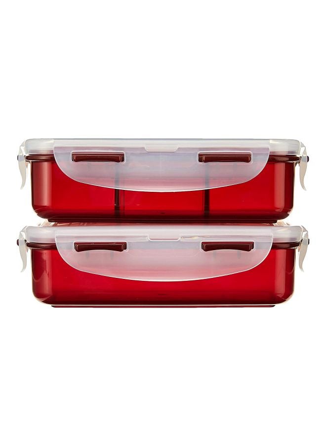 5-Piece Airtight Lunch Box Set Red/Clear