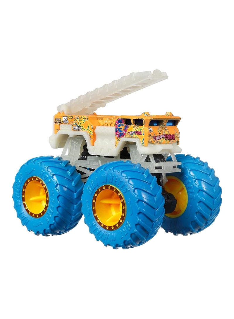 1-Piece Hotwheels Monster Trucks Glow In The Dark Diecast 1:64, Assorted/Style/Color May Vary