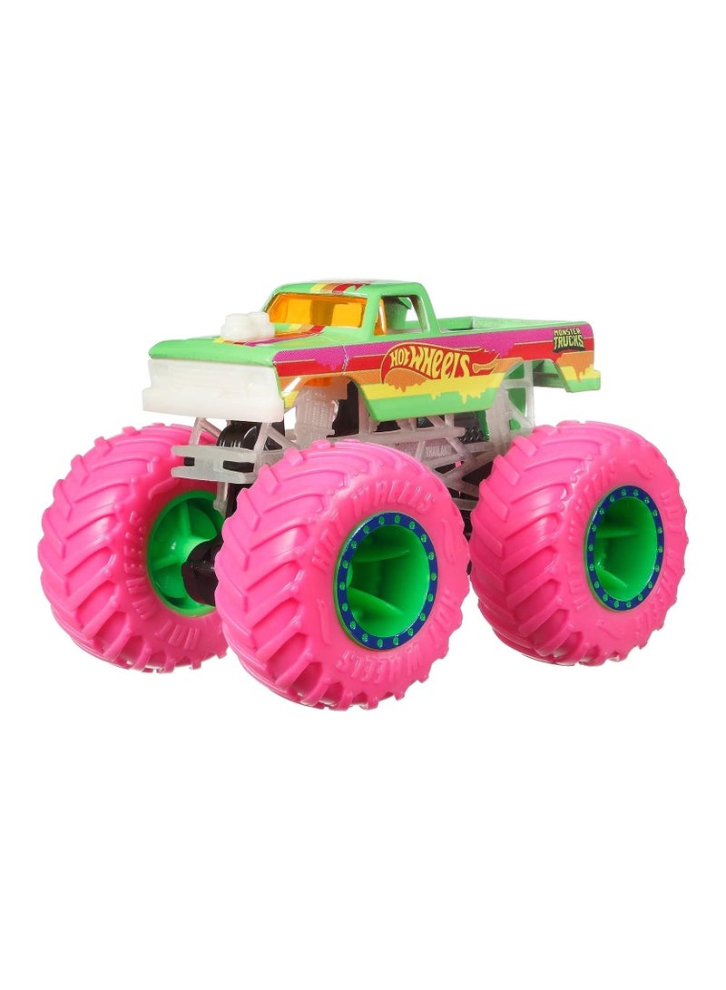 1-Piece Hotwheels Monster Trucks Glow In The Dark Diecast 1:64, Assorted/Style/Color May Vary