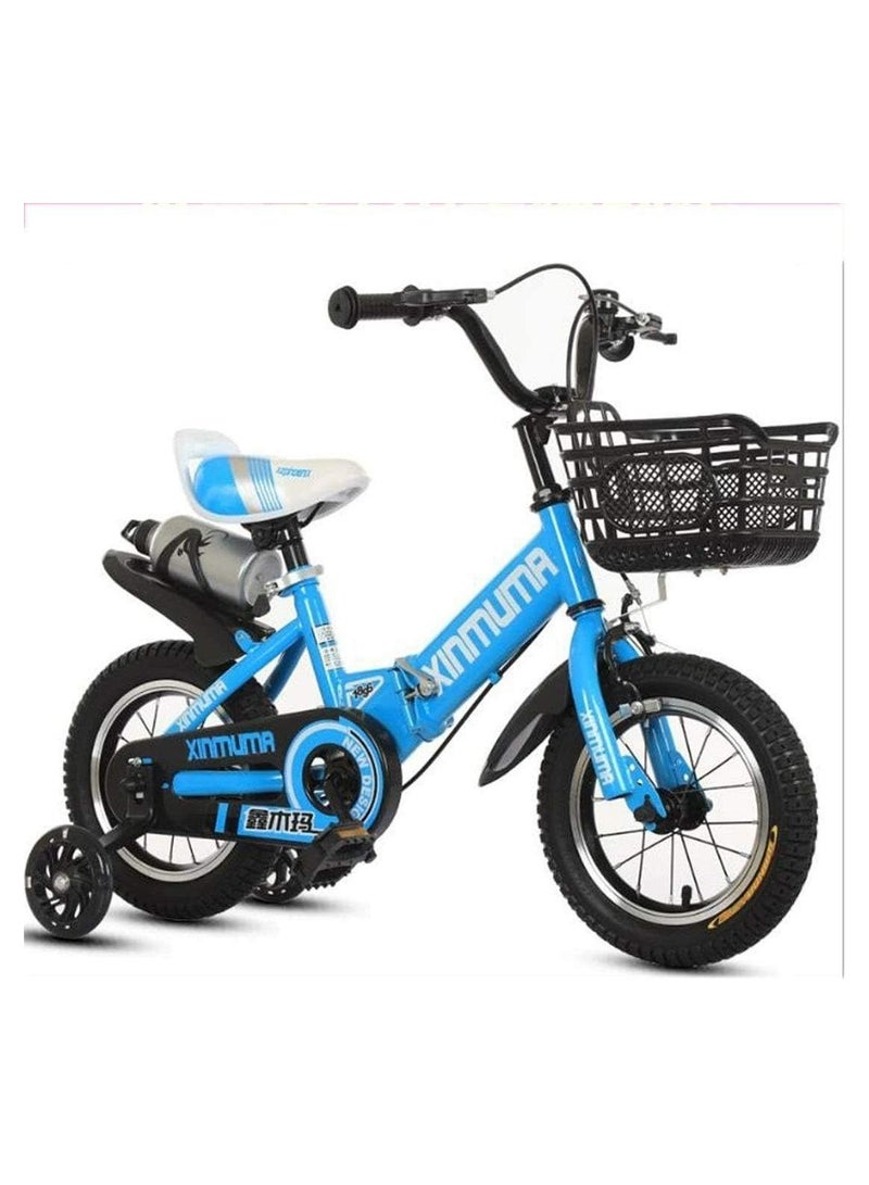 12 inch Kids Bike with Handbrake and Basket with Training Wheels and Fenders Princess Bike