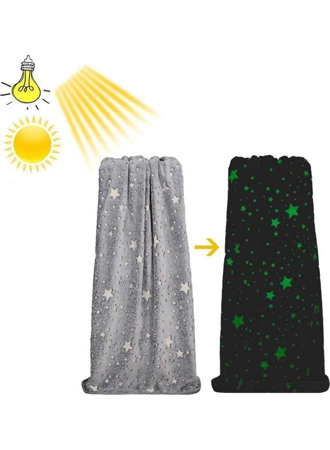 Glow In The Dark Soft Blanket Cotton Grey 152 x 127cm