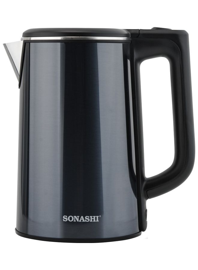 1.8L Cordless Kettle - 304 Stainless Steel Kettle with 3 Layer Cool Touch Body | 360-degree Swivel Base with Auto Shutdown and Power On/Off Indicator Light Feature 1.8 L SKT-1810 Black