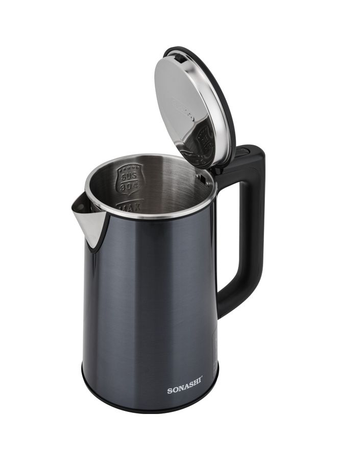 1.8L Cordless Kettle - 304 Stainless Steel Kettle with 3 Layer Cool Touch Body | 360-degree Swivel Base with Auto Shutdown and Power On/Off Indicator Light Feature 1.8 L SKT-1810 Black