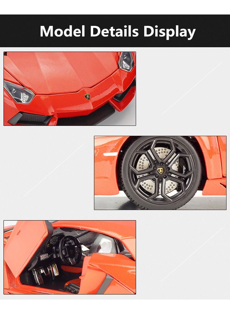1:18 Scale Model Car Classic Scale Lamborghini Vehicles Model, Metal Alloy Pull Back Diecast Toy car Collectable Model Car with Sound and Light for Kids Boy Girl Gift