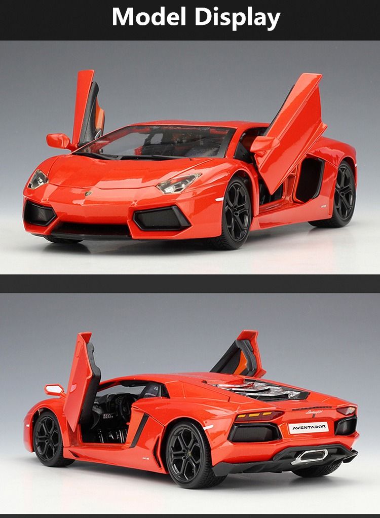1:18 Scale Model Car Classic Scale Lamborghini Vehicles Model, Metal Alloy Pull Back Diecast Toy car Collectable Model Car with Sound and Light for Kids Boy Girl Gift