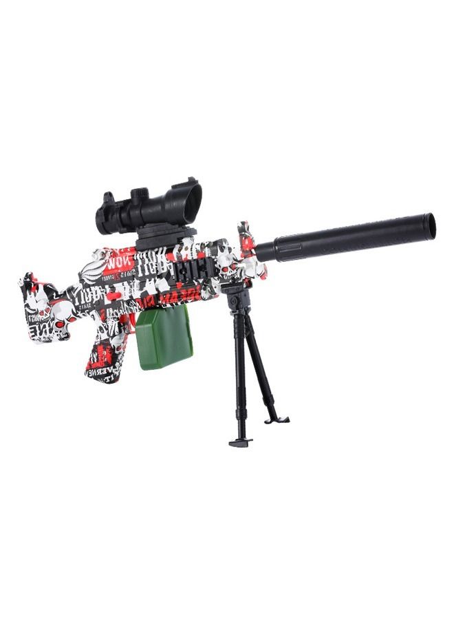 M249 Assault Rifle Shape Electric Automatic Hydrogel Balls Blaster Water Pallet Gun Gel Balls Gun with Scope and Silencer for Outdoor Activity