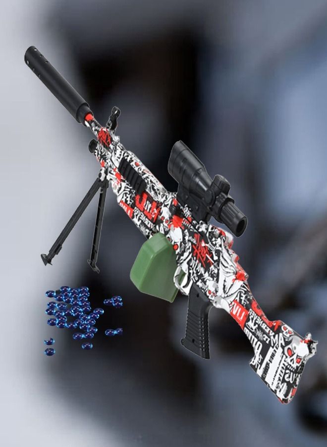M249 Assault Rifle Shape Electric Automatic Hydrogel Balls Blaster Water Pallet Gun Gel Balls Gun with Scope and Silencer for Outdoor Activity
