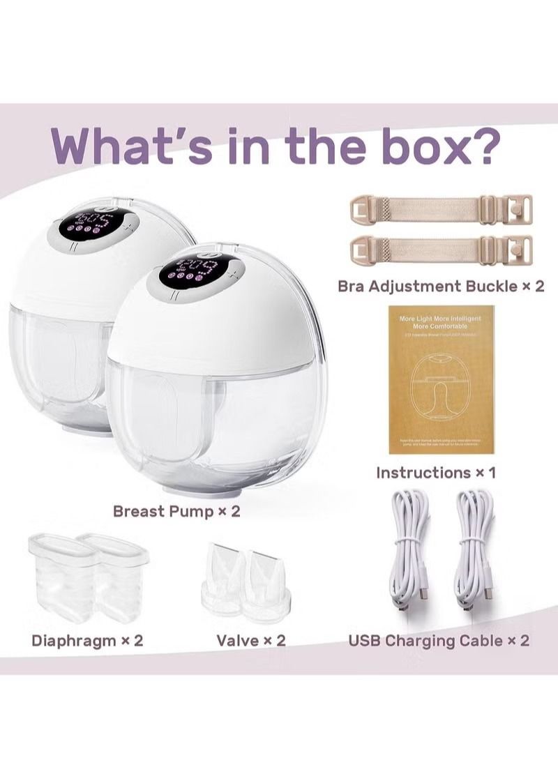 Wearable Breast Pump, Hands-Free Breast Pump with 4 Modes & 9 Levels, Double Electric Breast Pump with Display, Portable Breast Pump