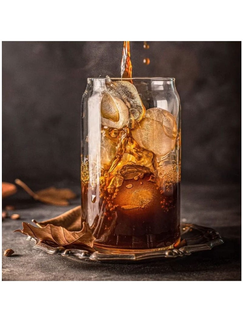 Drinking Glasses 3pc Set-CAN Shaped Glass Cups, 16oz Iced Coffee Glasses Iced Tea Glasses Cocktail Glasses Soda Clear Water Cups