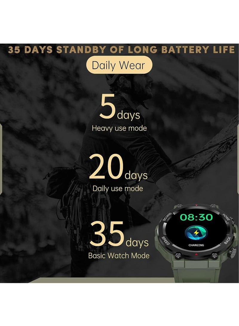 Men's Military Smart Watch,1.39 inch HD Screen Smartwatch with Bluetooth Call Heart Rate Sleep Monitor Outdoor Sports Watch for iOS Android