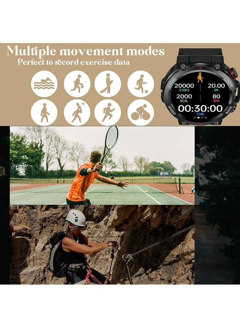 Men's Military Smart Watch,1.39 inch HD Screen Smartwatch with Bluetooth Call Heart Rate Sleep Monitor Outdoor Sports Watch for iOS Android