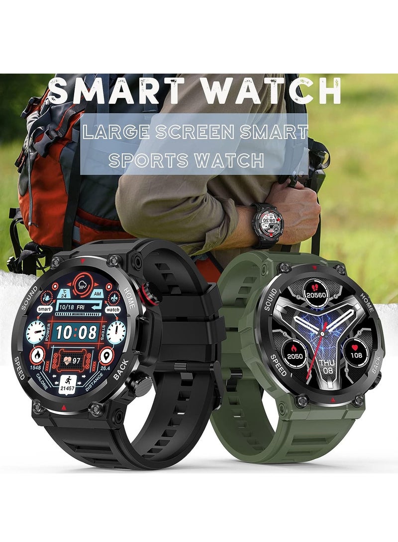 Men's Military Smart Watch,1.39 inch HD Screen Smartwatch with Bluetooth Call Heart Rate Sleep Monitor Outdoor Sports Watch for iOS Android