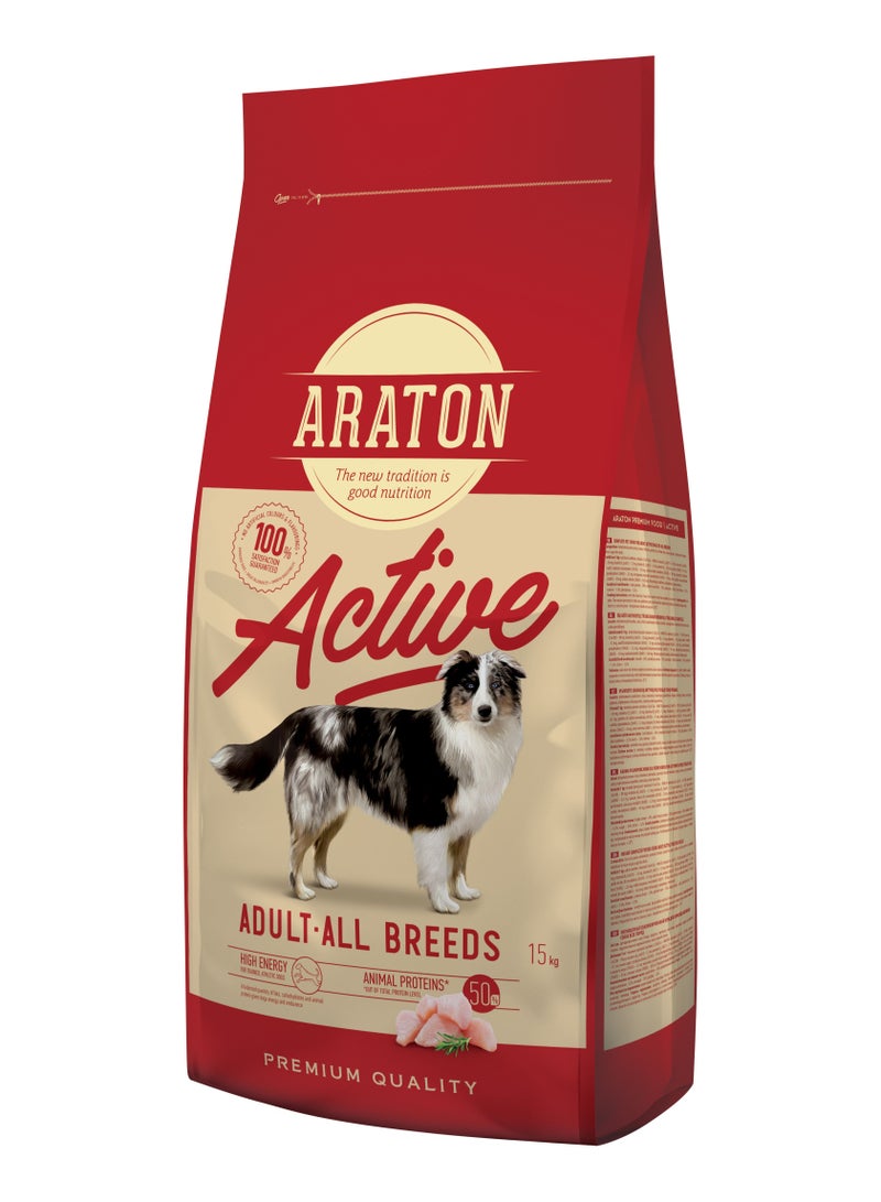 ARATON DRY FEED WITH POULTRY FOR ADULT ACTIVE DOGS OF ALL BREEDS 15kg