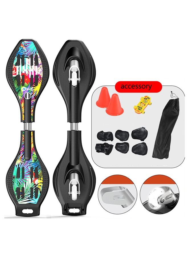Skateboard Waveboard Caster Board Standard Complete Skateboards Unisex Lightweight Board Cool Skate Board for Beginner/Kids/Teens/Adult