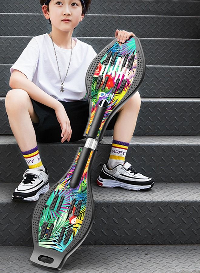 Skateboard Waveboard Caster Board Standard Complete Skateboards Unisex Lightweight Board Cool Skate Board for Beginner/Kids/Teens/Adult