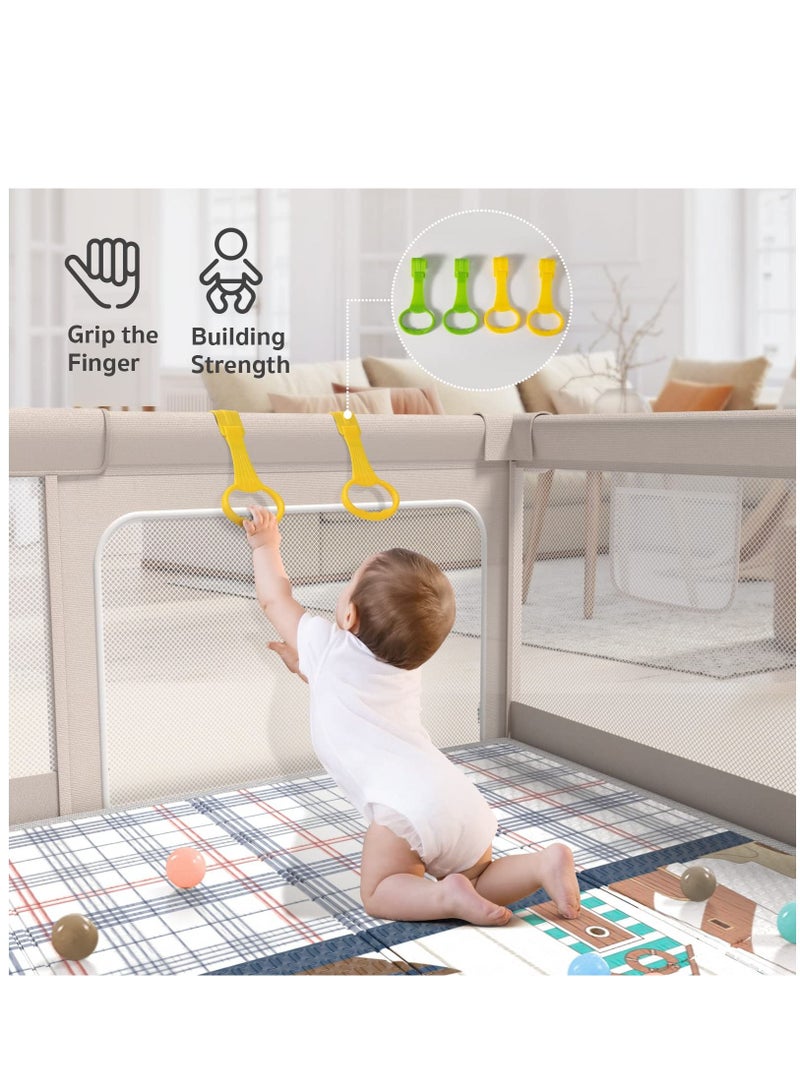 Baby Pen Baby Playpen Playpen with Pads Suitable for babies and toddlers Extra Large Baby Playpen with Pads Baby's Play Yard Grey 1.5*1.8m