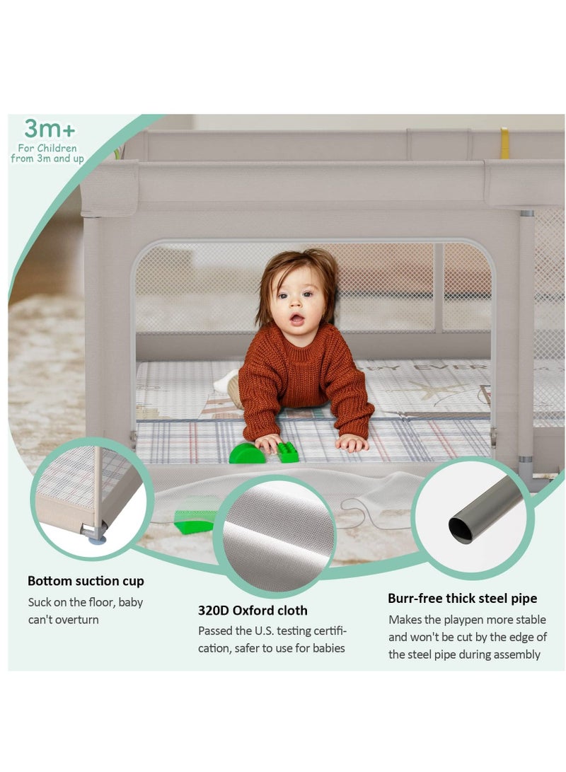 Baby Pen Baby Playpen Playpen with Pads Suitable for babies and toddlers Extra Large Baby Playpen with Pads Baby's Play Yard Grey 1.5*1.8m