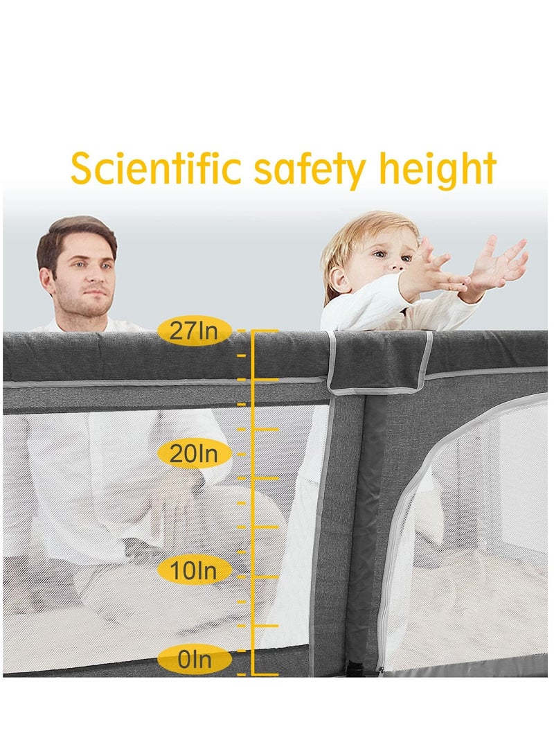 Baby Enclosure Sturdy Safety Enclosure Baby Playpen with Gates Soft Breathable Mesh Indoor and Outdoor Baby Playpen Dark Grey