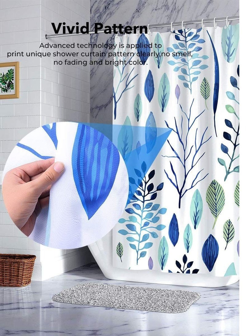 Shower Curtains Floral Shower Curtain Leaf Shower Curtain Plants Tropical Shower Curtain,Waterproof Fabric Shower Curtains for Bathroom 72x72 Inch