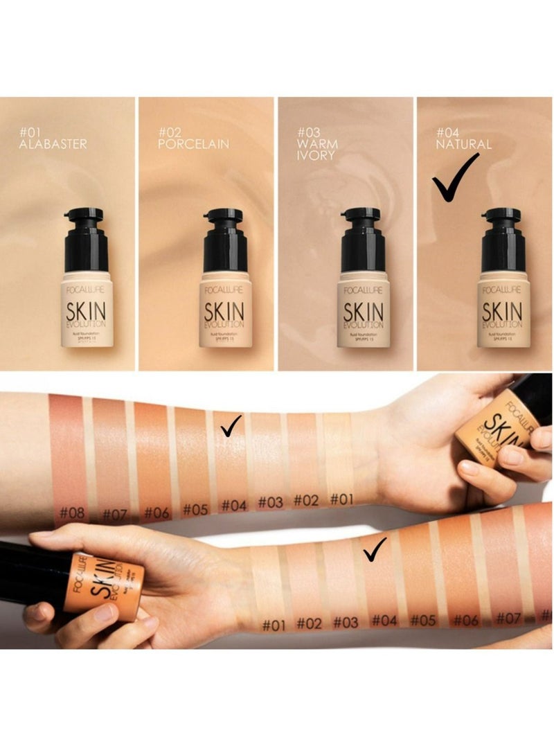 Set of Face Highlighter & Contour Stick FA01 #1 #3 and Skin Evolution Liquid Foundation -FA30 #4 Natural