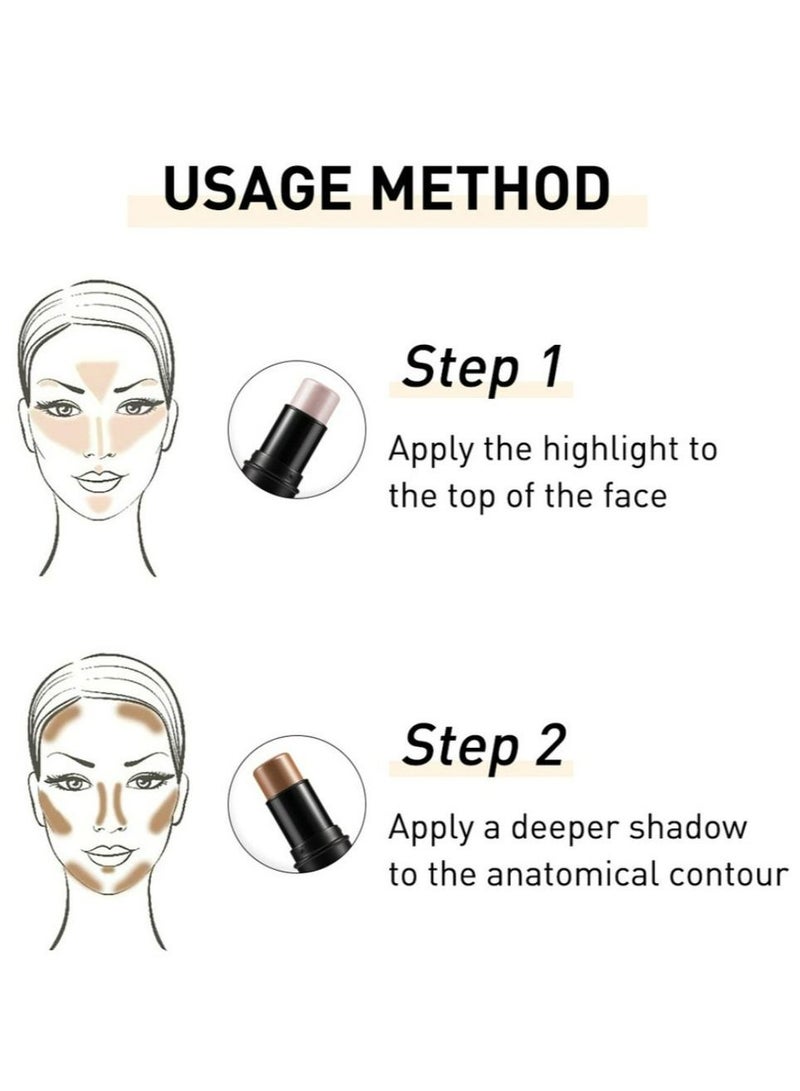 Set of Face Highlighter & Contour Stick FA01 #1 #3 and Skin Evolution Liquid Foundation -FA30 #4 Natural