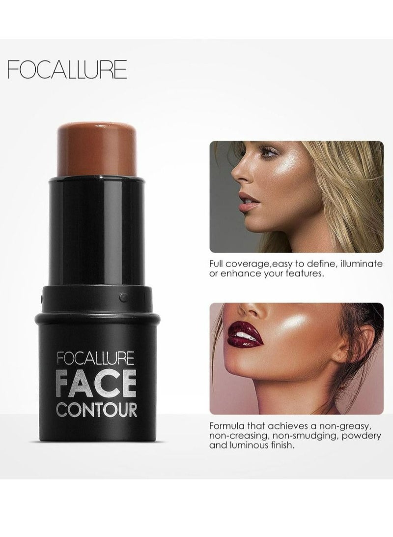 Set of Face Highlighter & Contour Stick FA01 #1 #3 and Skin Evolution Liquid Foundation -FA30 #4 Natural