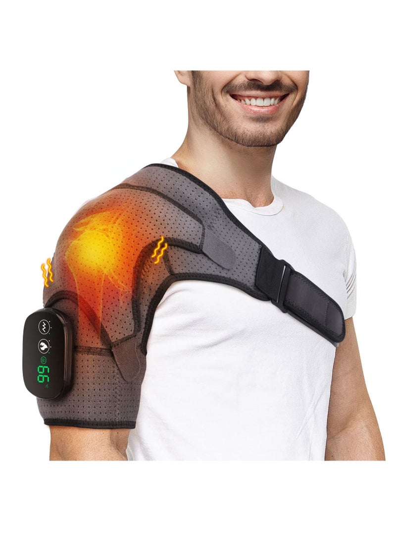 Cordless Shoulder Heating Pad, Heated Shoulder Wrap, Shoulder Support with 3 Heat and Vibration Modes