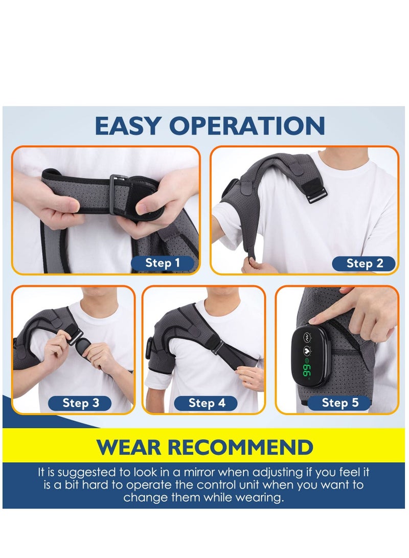 Cordless Shoulder Heating Pad, Heated Shoulder Wrap, Shoulder Support with 3 Heat and Vibration Modes