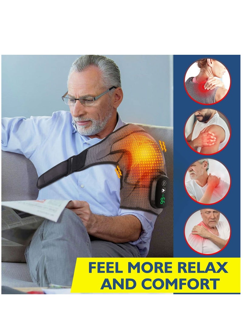 Cordless Shoulder Heating Pad, Heated Shoulder Wrap, Shoulder Support with 3 Heat and Vibration Modes