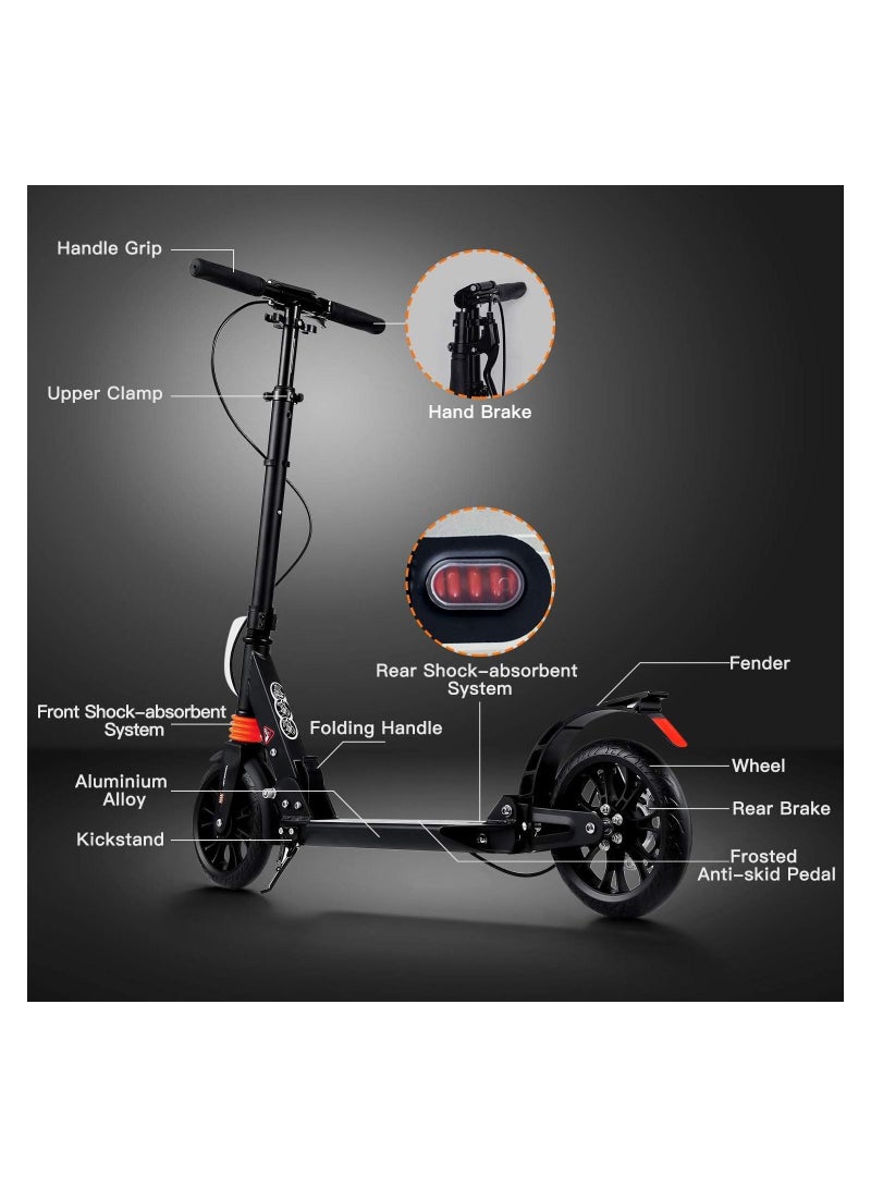 City Scooter with Dual Suspension Height Adjustable Folding Scooter with Big Wheels