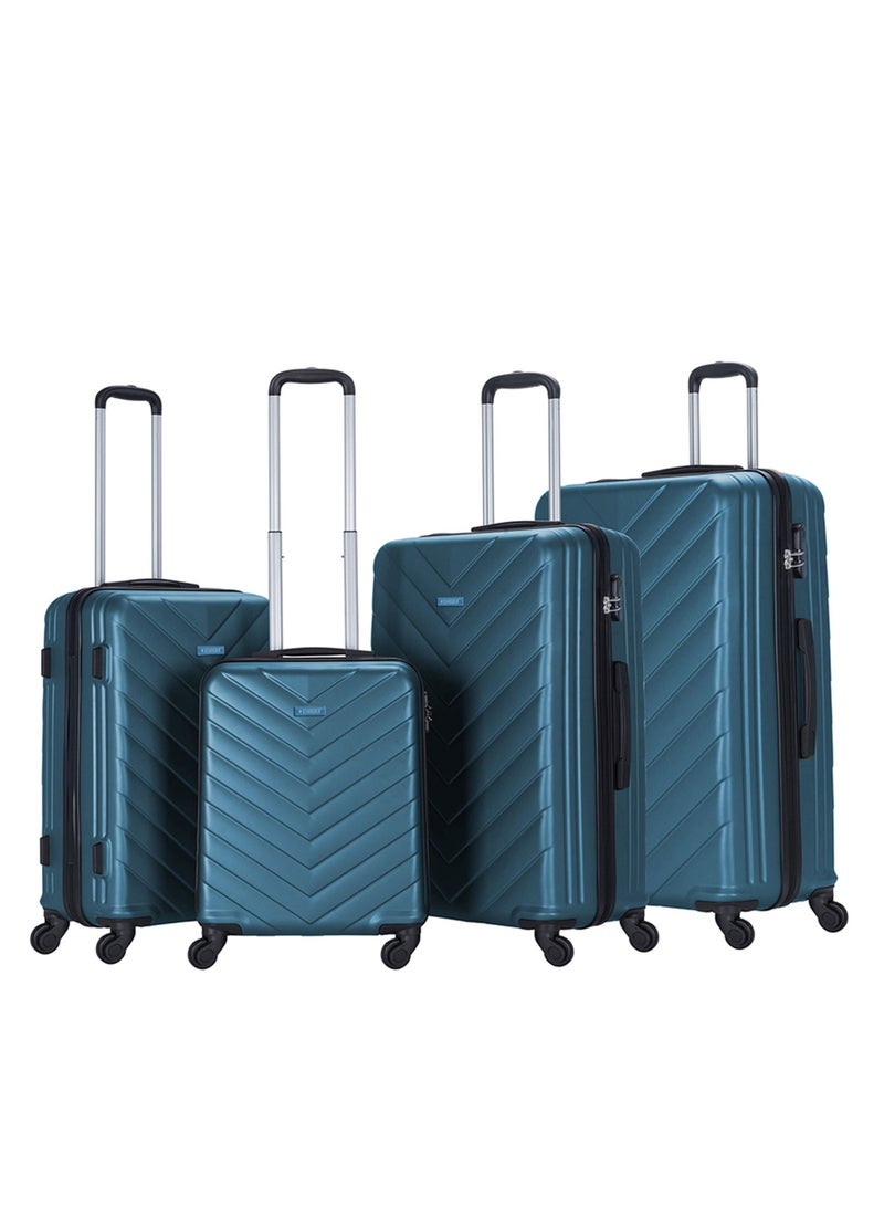 4 Pack Of Hardside Spinner Number Locked Luggage Trolley