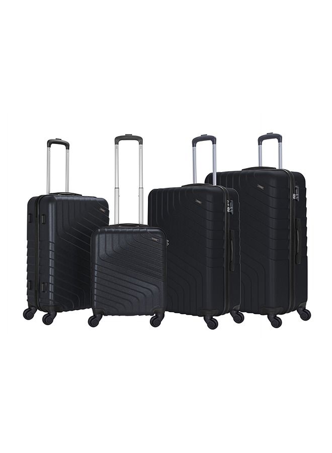 4 Pack Of Hardside Spinner Number Locked Luggage Trolley