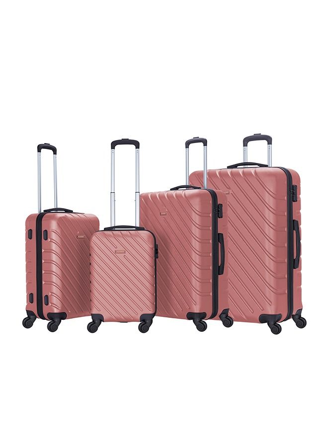 4 Pack Of Hardside Spinner Number Locked Luggage Trolley