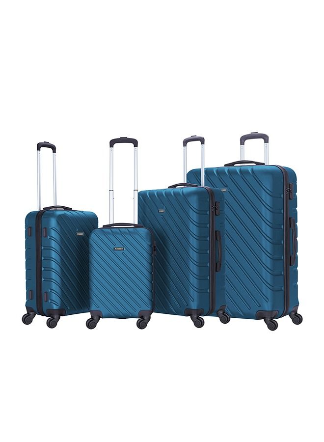 4 Pack Of Hardside Spinner Number Locked Luggage Trolley