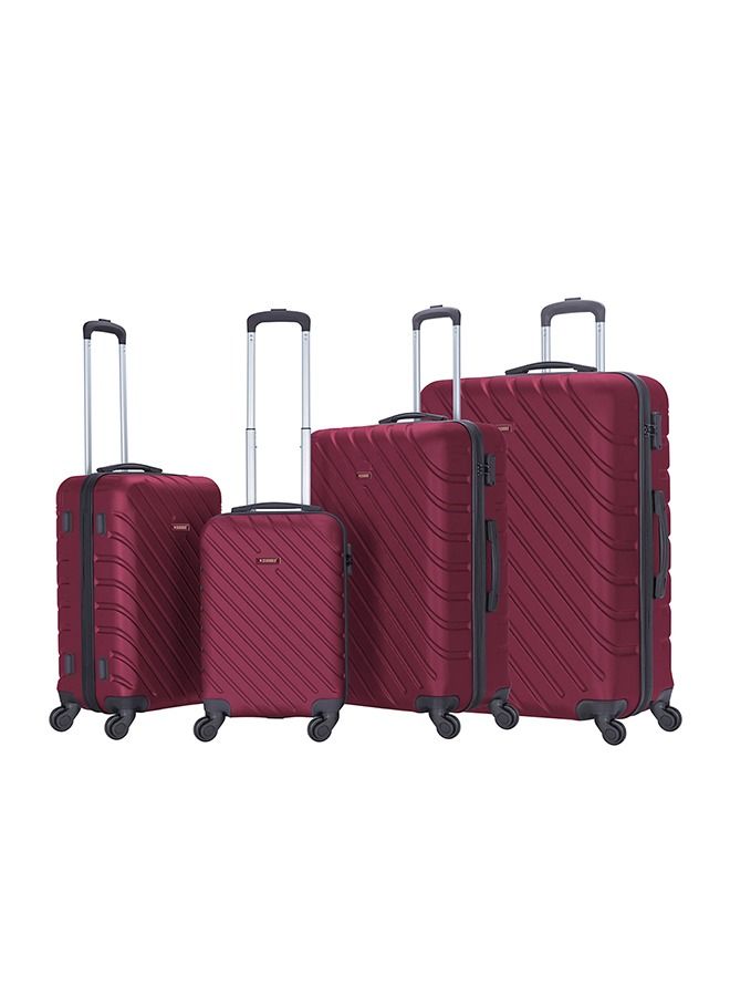 4 Pack Of Hardside Spinner Number Locked Luggage Trolley