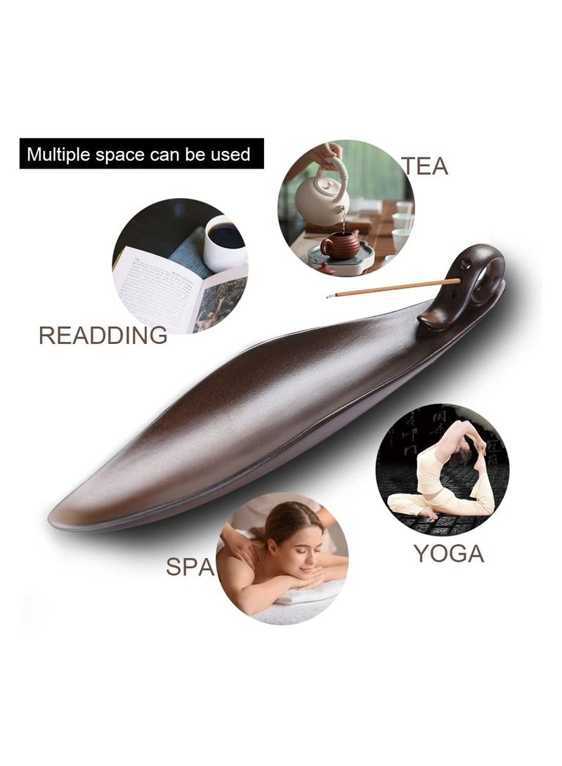 Incense Stick Holder with 3 Holes, 9 Inch Length Ceramic Incense Ash Cather for Counters, Meditation Room, Yoga, Home, Office, Brown
