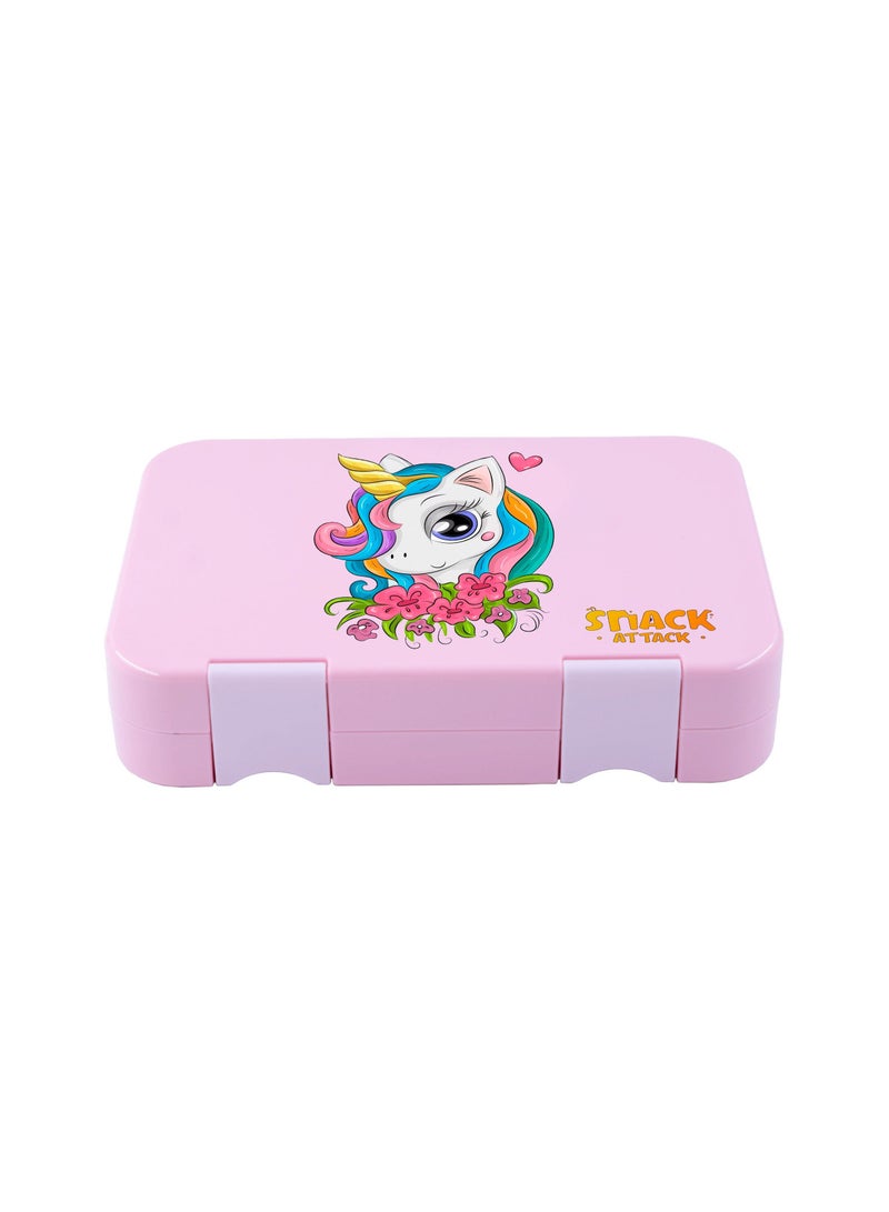 Lunch Box for Kids school bento style 4 6 Conertible Compartments, Portion Lunch Box,  Food Graded Materials BPA FREE & LEAK PROOF,  Made of Triton, Pink Unicorn
