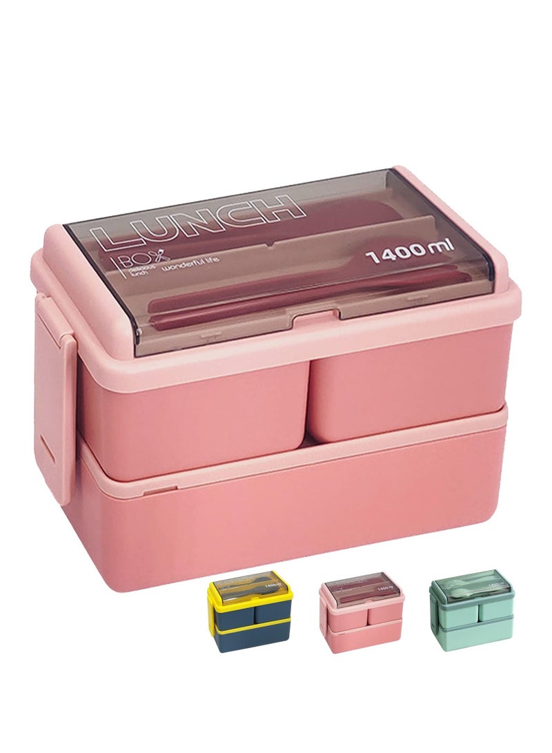 Bento Lunch Box, Work Lunch Box, Men's & Women's, Leak-proof Lunch Box 3 Compartment Pink Bento Box