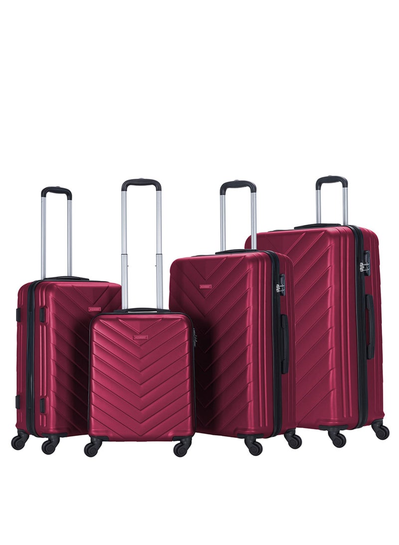 4 Pack Of Hardside Spinner Number Locked Luggage Trolley