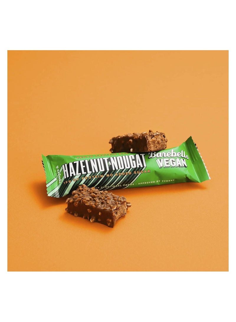 Vegan Hazelnut & Nougat High Protein and Low Carb Bar, 12 x 55g No Sugar Snack Protein Bar with 15g protein