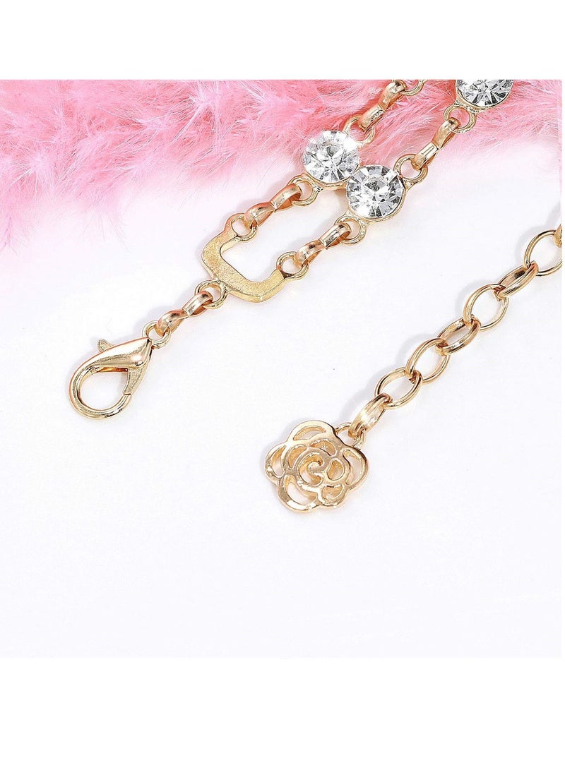 Double Row Rhinestone Crystal Belt for Women, Sparkling Waistband Dresses, O Ring Chain Design, Glamorous Gift, S Size