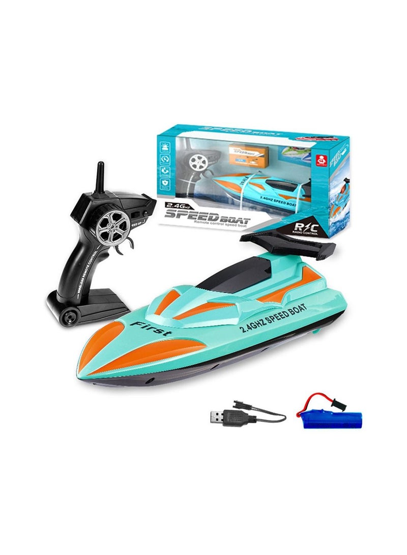 COOLBABY High Speed Remote Control Speedboat 2.4G Water Remote Control Toy Double Propeller Kids Wireless Electric Remote Control Boat